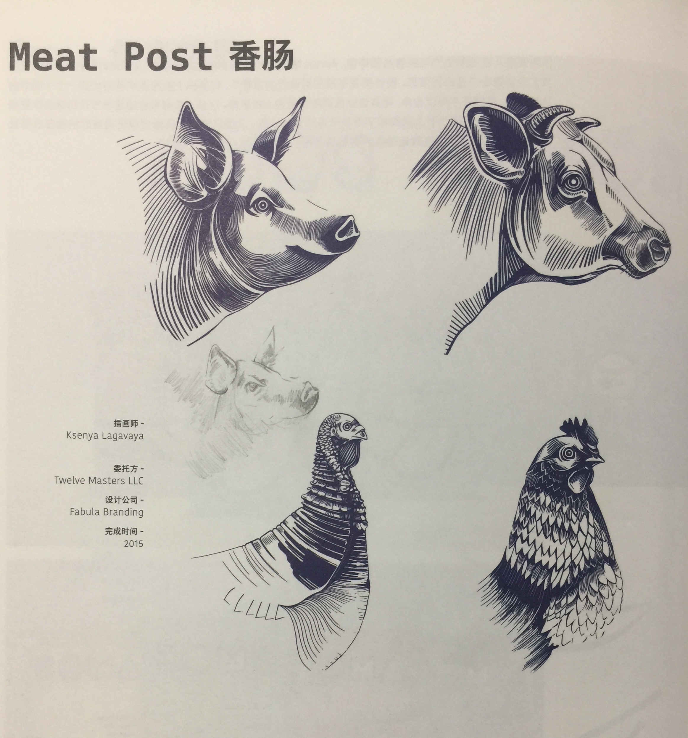 香肠包装设计有猪肉、小牛肉、鸡肉和火鸡肉